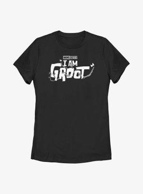 Marvel I Am Groot White Logo Womens T-Shirt