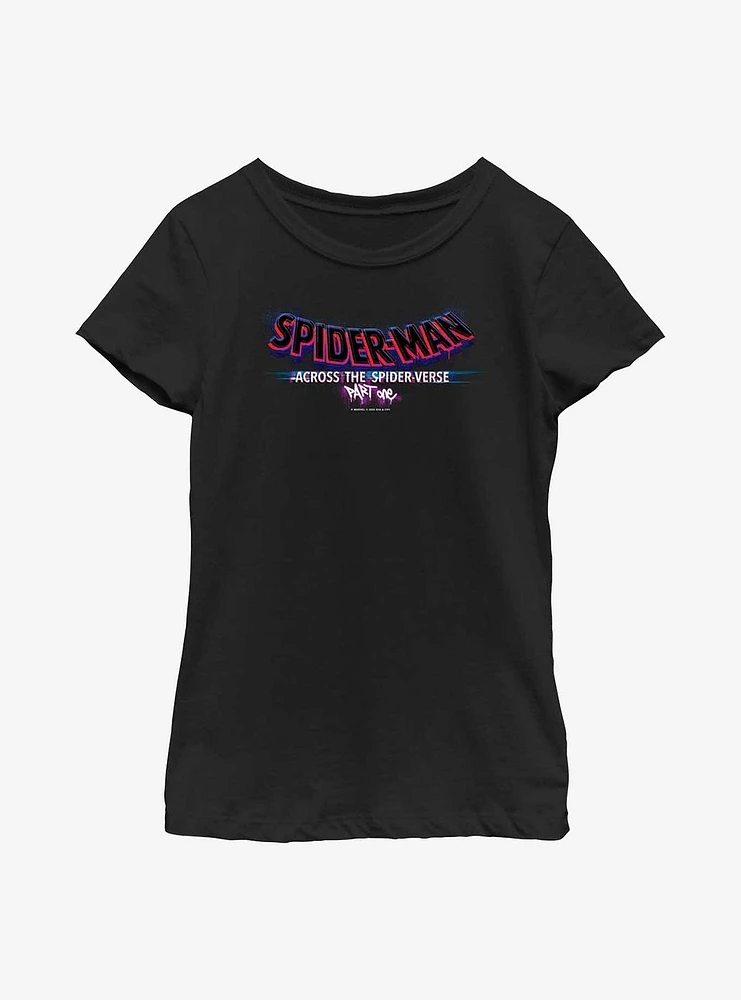 Marvel Spider-Man: Across The Spiderverse (Part One) Main Logo Youth Girls T-Shirt