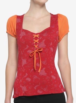 Her Universe Disney Hocus Pocus Mary Sanderson Lace-Up Girls Top