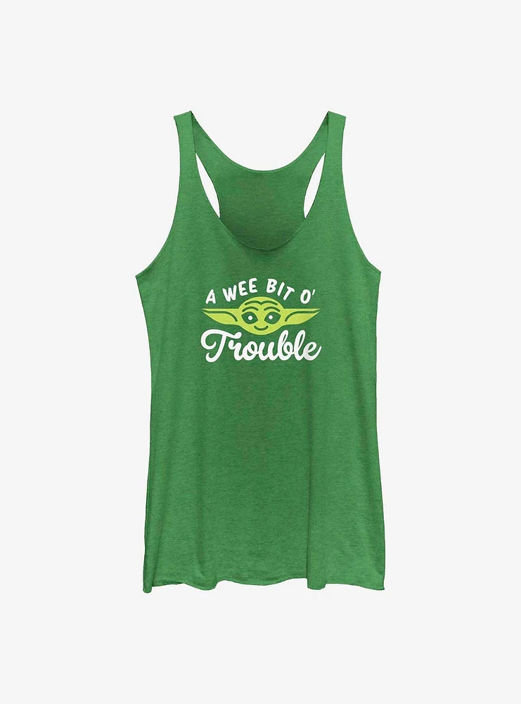 Star Wars The Mandalorian Yoda Face Trouble Womens Tank Top