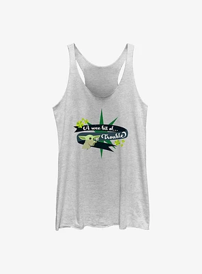 Star Wars The Mandalorian Yoda Trouble Womens Tank Top