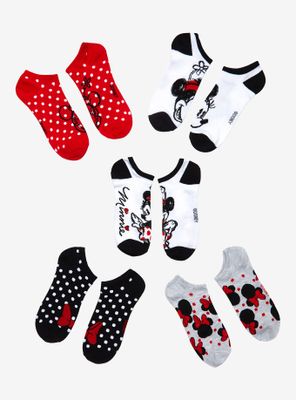 Disney Minnie Mouse Polka Dots No-Show Socks 5 Pair
