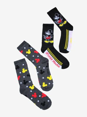 Disney Mickey Mouse Retro Multicolor Crew Socks 2 Pair