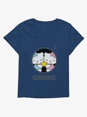 Hello Kitty Star Sign Gemini Stencil Girls T-Shirt Plus