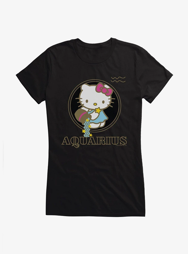 Hello Kitty Star Sign Aquarius Stencil Girls T-Shirt