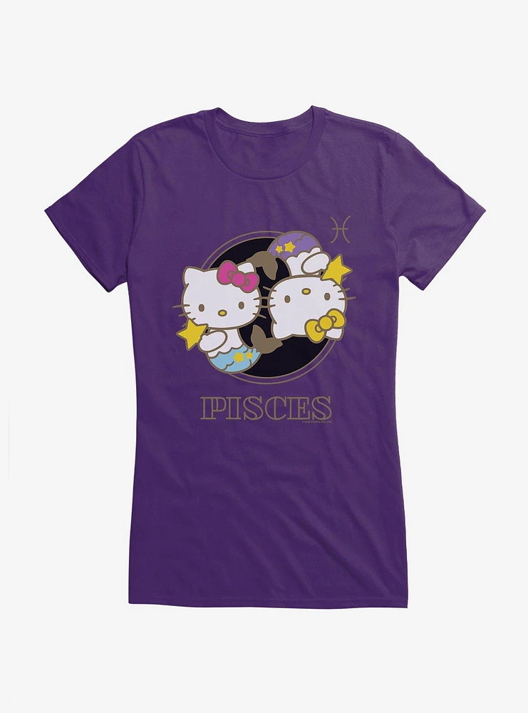 Hello Kitty Star Sign Pisces Stencil Girls T-Shirt