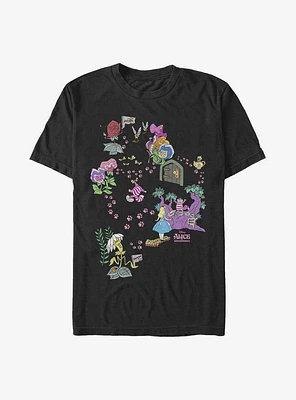 Extra Soft Disney Alice Wonderland Chesire Map T-Shirt