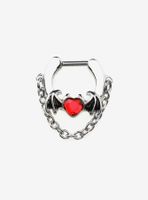 Steel Silver Bat Wing Heart Layered Hinged Clicker