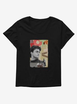Harry Potter Portrait Retro Scrapbook Womens T-Shirt Plus