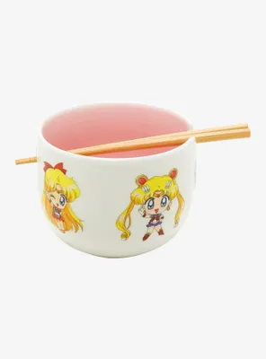 Sailor Moon Crystal Chibi Sailor Guardians Ramen Bowl with Chopsticks 
