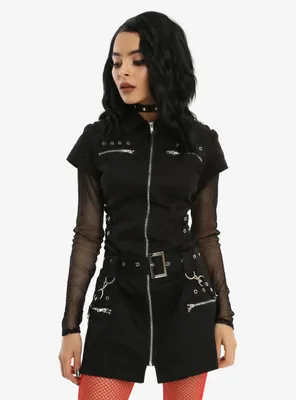 Black Bondage Zipper Dress