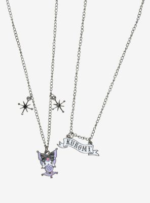 Kuromi Crystal Ball Nameplate Necklace Set