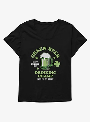 St. Patty's Green Beer Drinking Champ Girls T-Shirt Plus