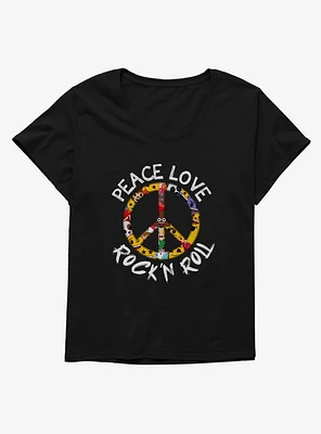 Emoji Peace Love Rock 'n' Roll Girls T-Shirt Plus