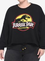 Her Universe Jurassic Park Logo Women's Plus Tie-Front Long Sleeve T-Shirt