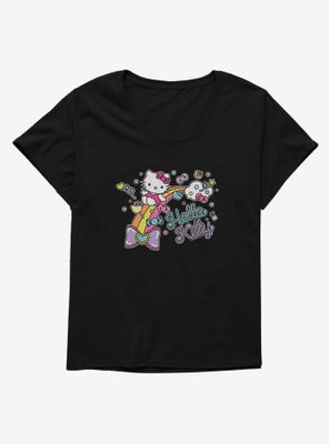 Hello Kitty Sugar Rush Candy Rainbow Womens T-Shirt Plus