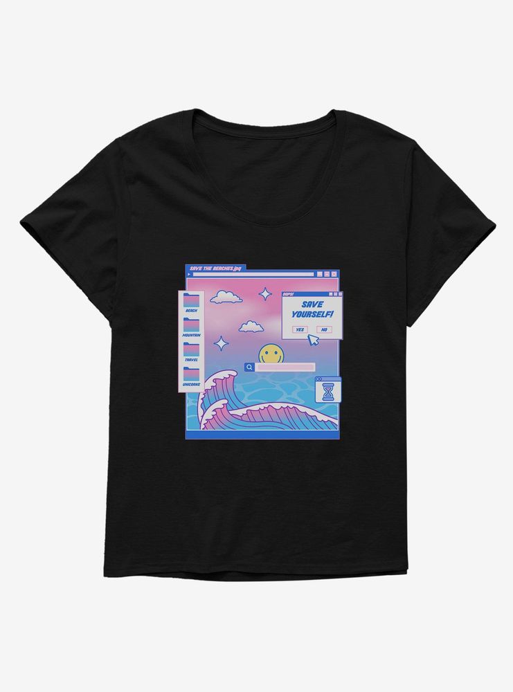 Vaporwave Save The Beaches Womens T-Shirt Plus