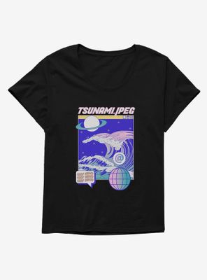 Vaporwave Tsunami Womens T-Shirt Plus