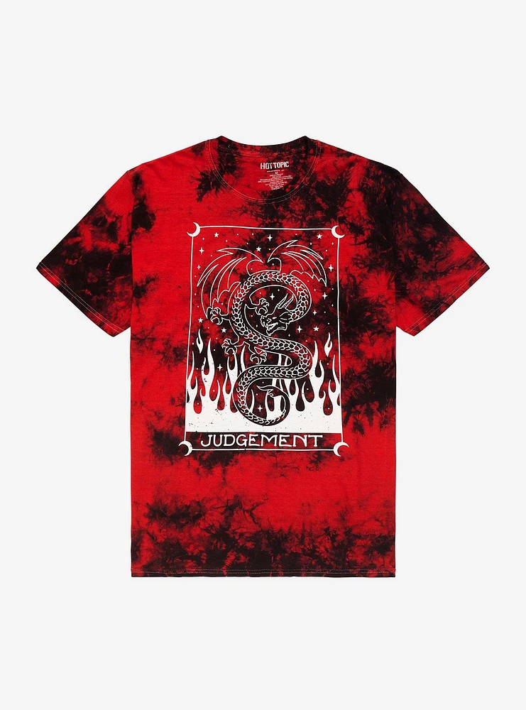 Dragon Tarot Card Tie-Dye Boyfriend Fit Girls T-Shirt