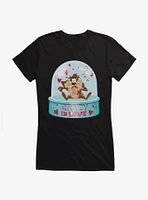 Looney Tunes Taz Crazy Love Snow Globe Girls T-Shirt