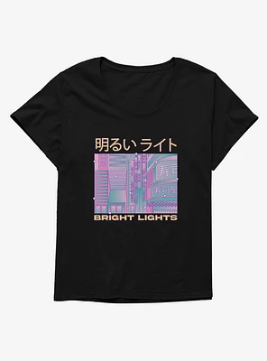 Vaporwave Bright Lights Japanese Text Girls T-Shirt Plus