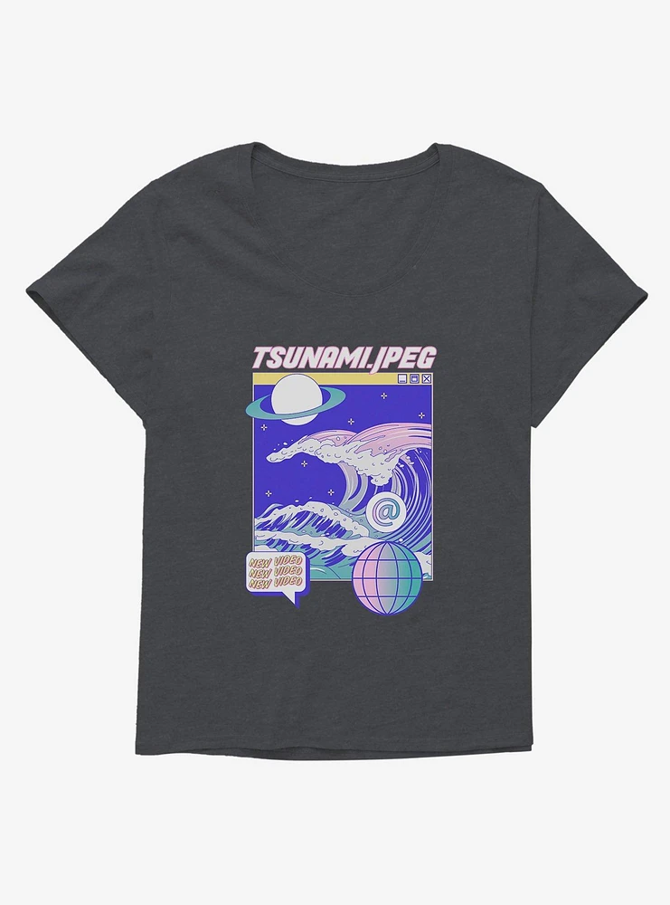Vaporwave Tsunami Girls T-Shirt Plus