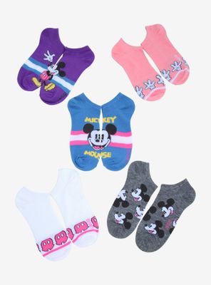 Disney Mickey Mouse Pastel Wardrobe No-Show Socks 5 Pair