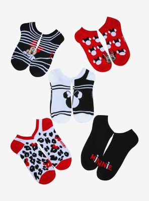 Disney Minnie Mouse Red & Black No-Show Socks 5 Pair