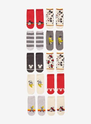 Disney Mickey Mouse Vintage No-Show Socks 10 Pair