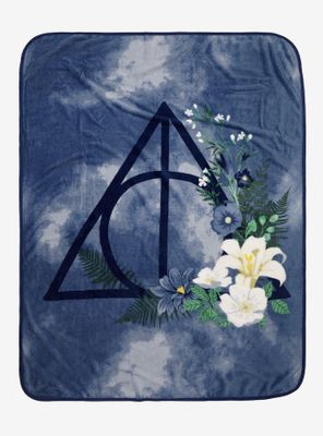 Harry Potter Deathly Hallows Floral Throw Blanket