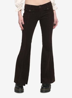 Brown Corduroy Low-Rise Flare Pants