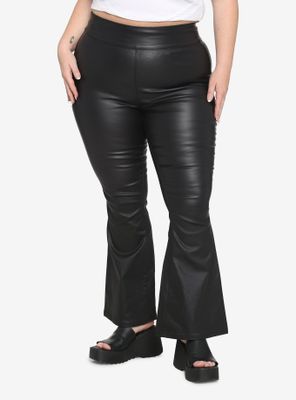 Black Faux Leather Flare Pants Plus