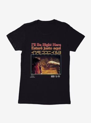 E.T. 40th Anniversary I'll Be Right Here Multi Language Movie Still Womens T-Shirt