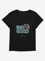 E.T. 40th Anniversary Be Good Bold Striped Font Teal Womens T-Shirt Plus