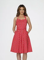 Red White Polka Dot Halter Dress