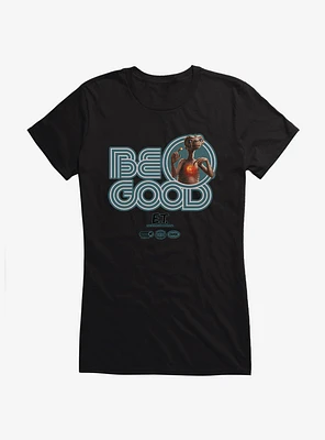 E.T. 40th Anniversary Be Good Bold Striped Font Teal Girls T-Shirt