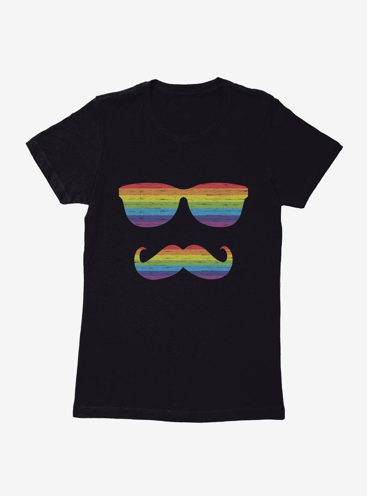 ICreate Pride Rainbow Sunglasses And Mustache T-Shirt