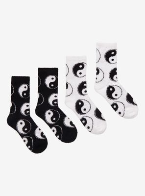 Black & White Yin-Yang Fuzzy Socks 2 Pair