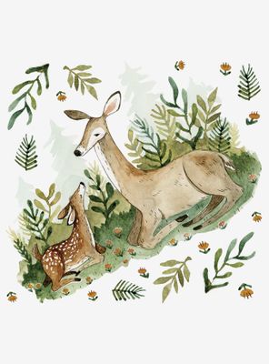 Mama And Baby Woodland Deer Peel And Stick Giant Wall Decals