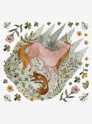 Woodland Magic Unicorn And Fox Peel And Stick Giant Wall Decals