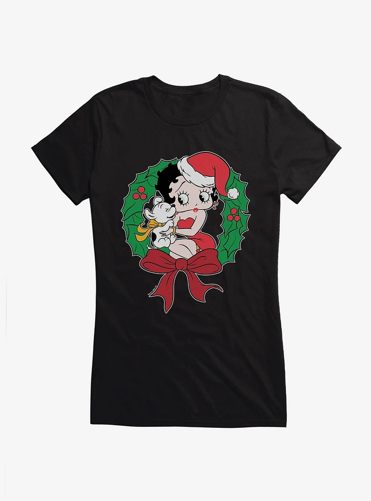 Betty Boop Pudgys Wreath Girls T-Shirt