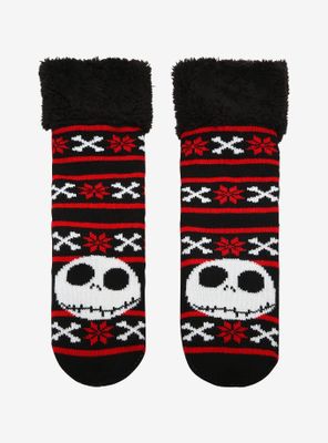 The Nightmare Before Christmas Jack Holiday Stripe Cozy Slipper Socks