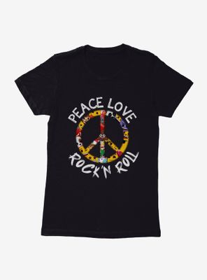 Emoji Peace Love Rock 'n' Roll Womens T-Shirt