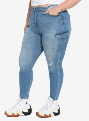 Indigo Cargo Pocket Girls Skinny Jeans Plus