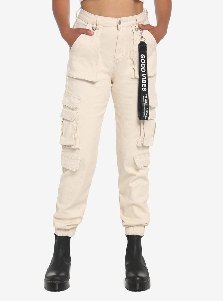 Ivory Cargo Jogger Pants