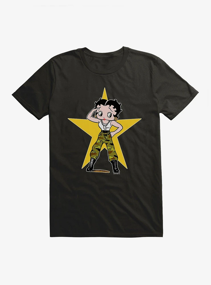 Betty Boop Army Camo and Stars T-Shirt