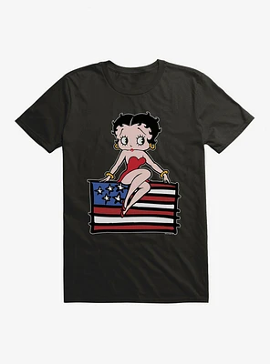 Betty Boop Sitting on Flag T-Shirt