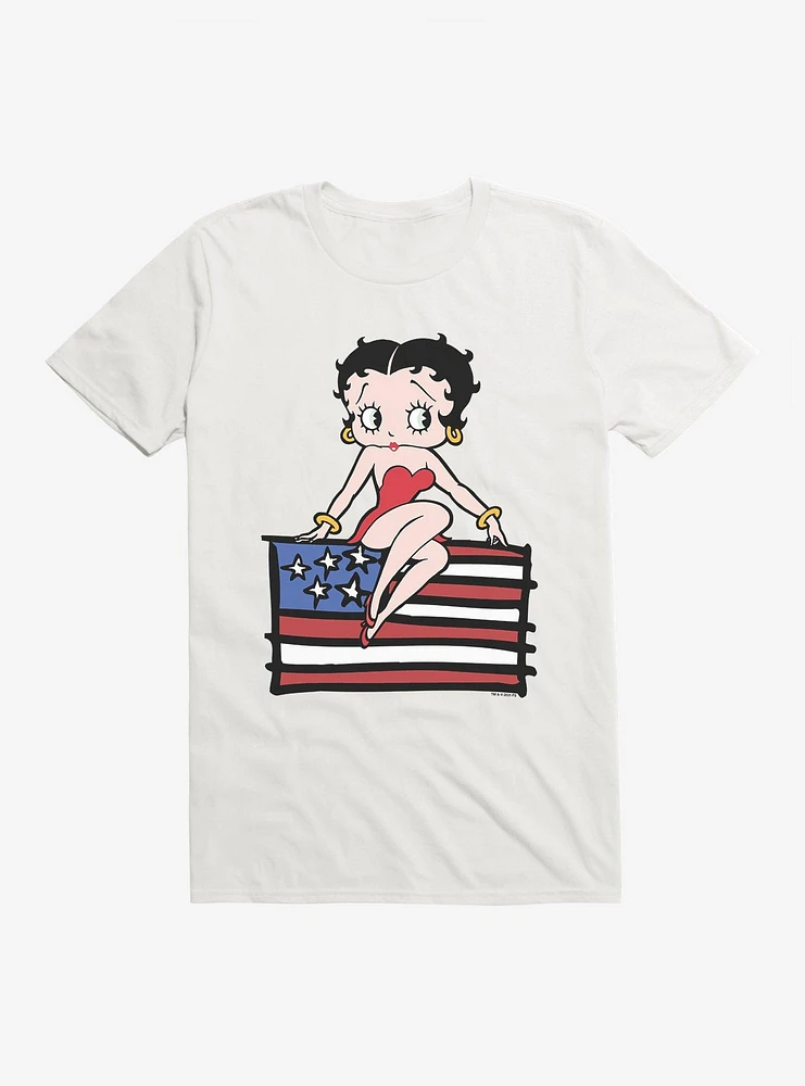 Betty Boop Sitting on Flag T-Shirt