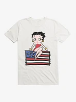 Betty Boop Sitting on Flag T-Shirt