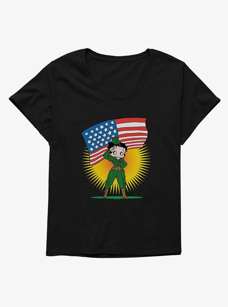 Betty Boop Army Soldier Salute Girls T-Shirt Plus